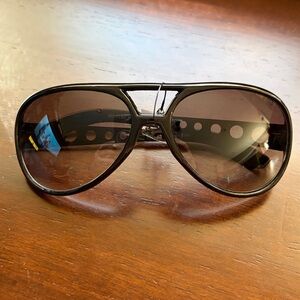 NEW Retro Large Elvis King Of Rock and Roll Aviator Sunglasses 86557 LMT - Black